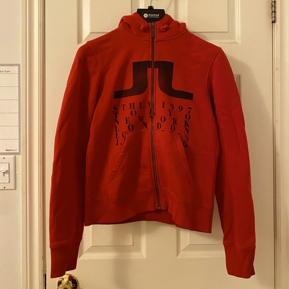 J Lindeberg Red Zip Up Hoodie